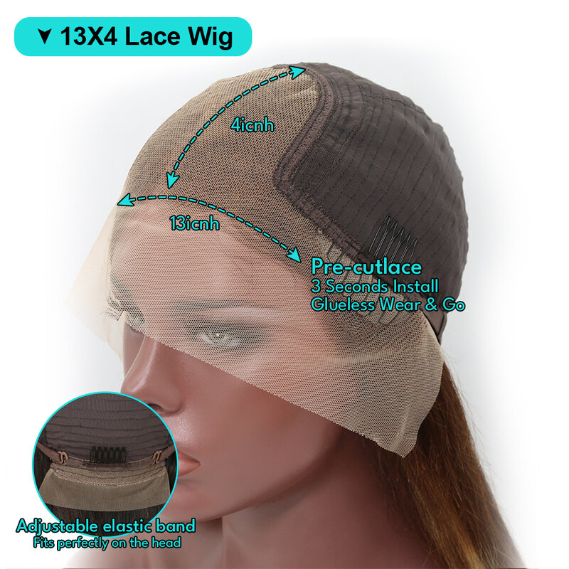 Wig rambut manusia renda depan 13x4, Wig rambut manusia gelombang dalam 36 inci 200% Wig gelombang dalam renda rambut manusia Wig depan renda