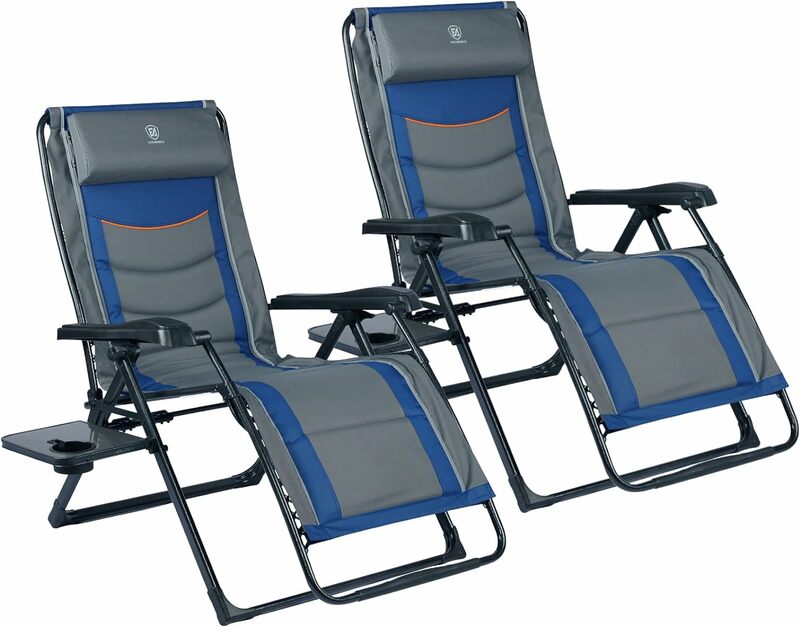 EVER Set canggih XL tanpa gravitasi, Set 2 besar kursi empuk teras dengan dukungan sandaran kepala yang dapat disesuaikan 350lbs