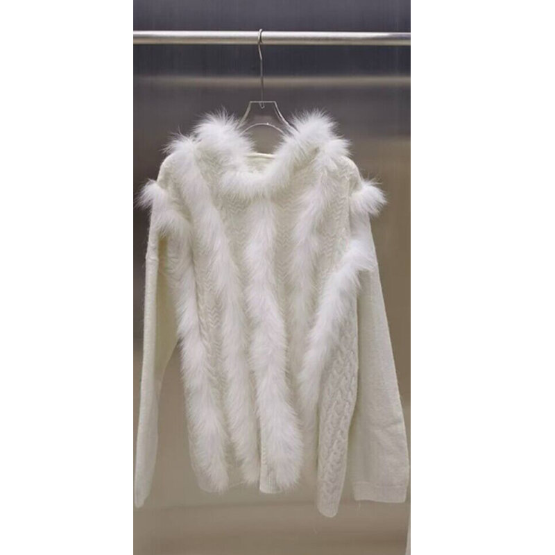 天然キツネの毛皮のコートとジャケット,女性用,本物の毛皮,白,新しい,7212, 2024