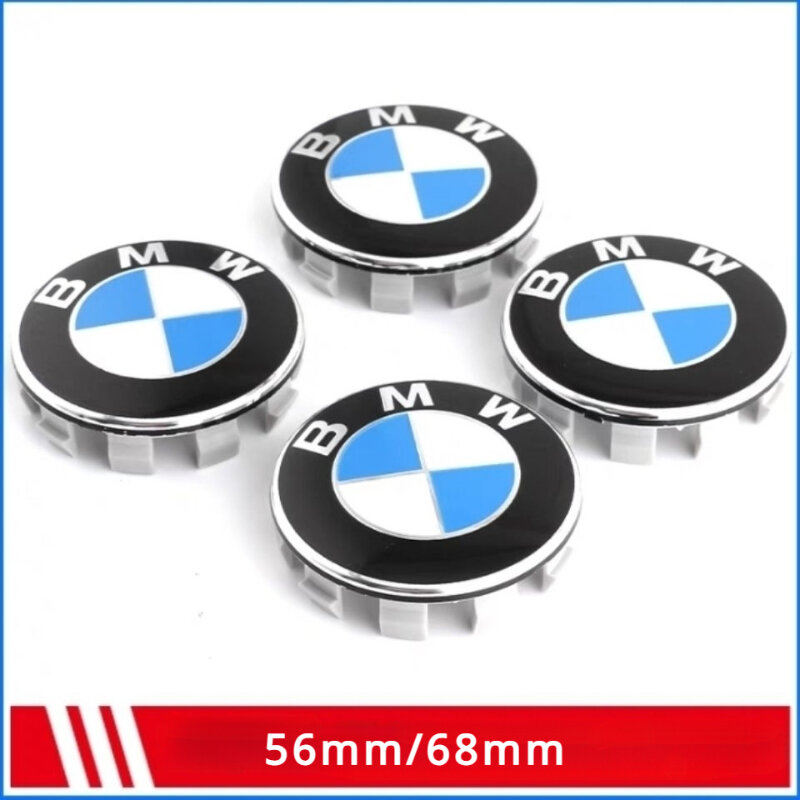 4 buah 68mm 56mm tutup Hub pusat roda mobil Logo Emblem untuk BMW E90 E60 E61 E93 E87 E36 E46 E39 E53 F30 F20 F10 F15 X1 X3 X5 X6