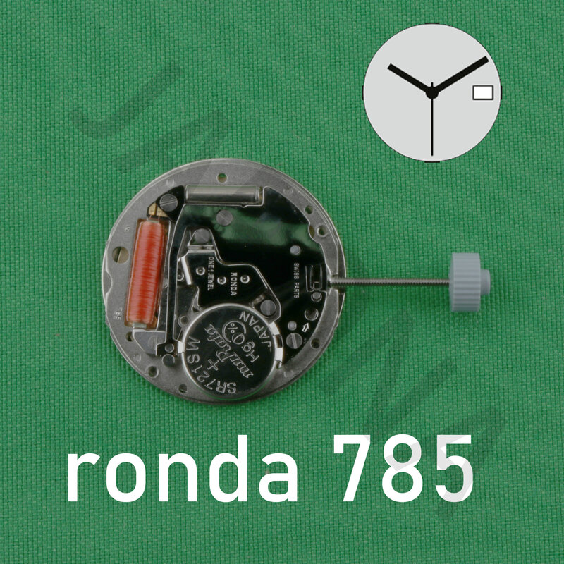 Ronda-Movimento de quartzo suíço com data, reparação de substituição, acessório, normtech, 3 mãos, 785-3