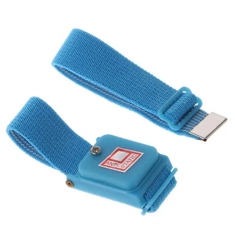 Pulseira flexível antiestática, pulseira ajustável sem fio, protege confortavelmente seu PC da eletricidade estática azul