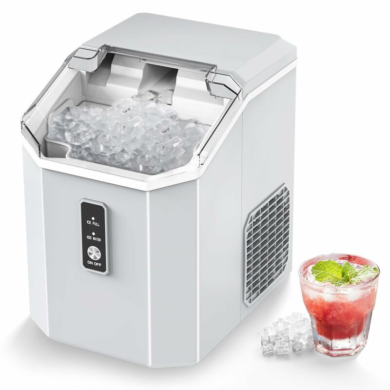 Nugget Ice Maker Countertop, Crushed Chewable Ice Maker, Self Cleaning Ice Makers with One-Click Operation, 34Lbs/24H,