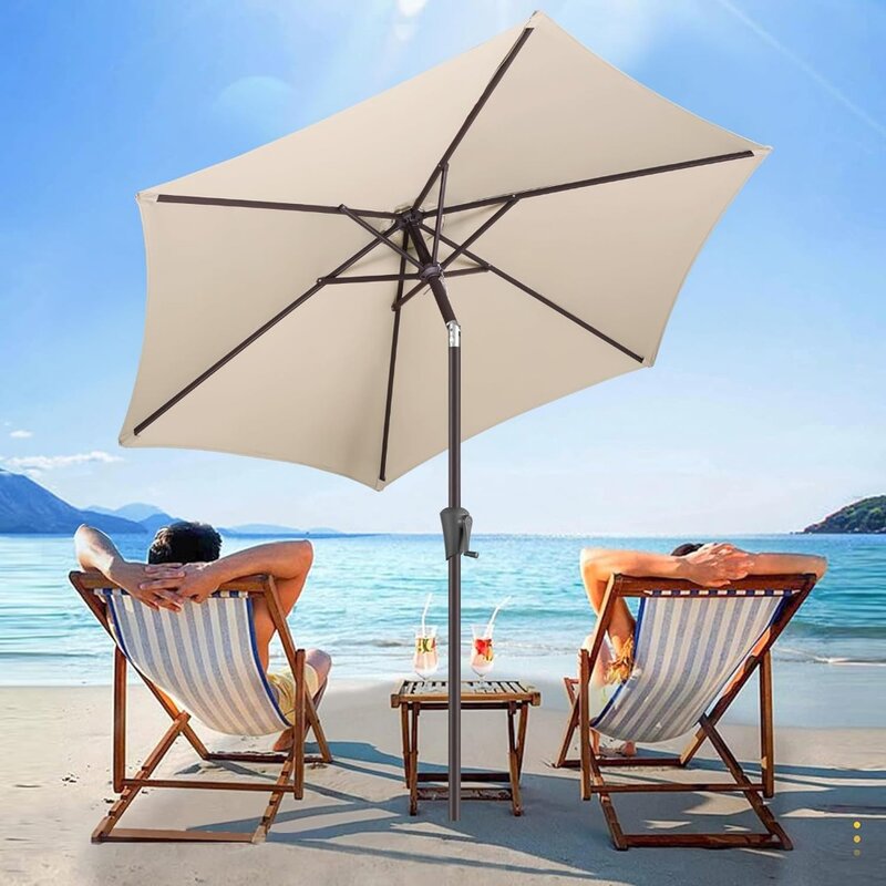 AckMizz-Parapluie de table extérieur de 7,5 pieds, imperméable, protection UV, sombrillas de .cwith, bouton poussoir d'inclinaison et de manivelle