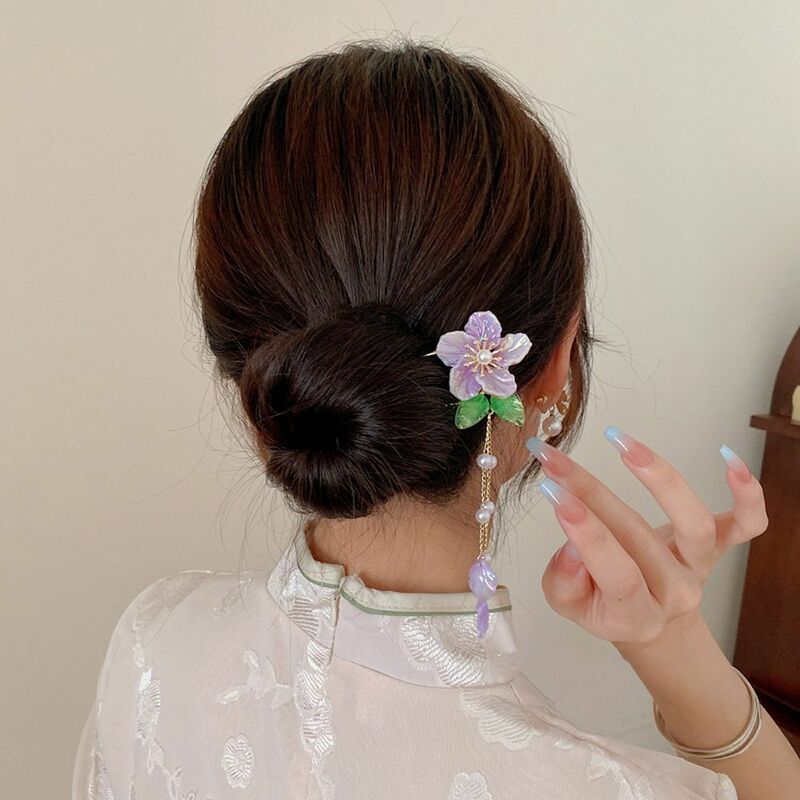 Untuk anak perempuan elegan kupu-kupu mutiara rumbai pengantin Korea Hanfu jepit rambut Cina garpu rambut logam klip rambut wanita tongkat rambut