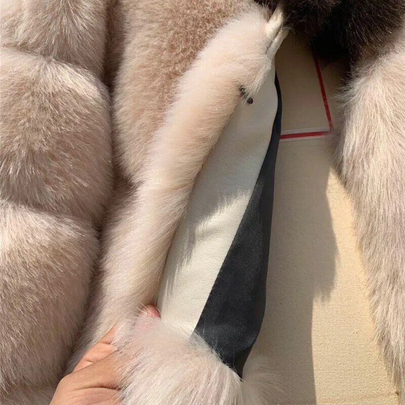 Высококачественные женские пальто из искусственного меха Толстая теплая элегантная свободная Длинная Верхняя одежда зимнее пальто для женщин меховое пальто