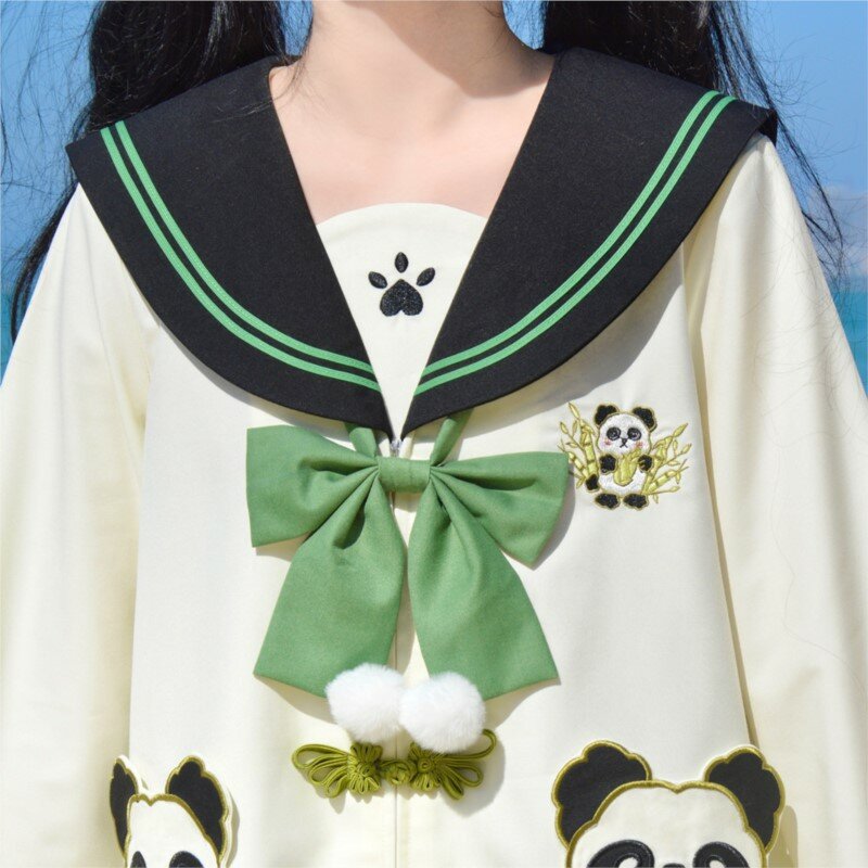 JK japonês uniforme cosplay para mulheres, traje de marinheiro, saia plissada, uniforme escolar de estudante, panda bonito, solto