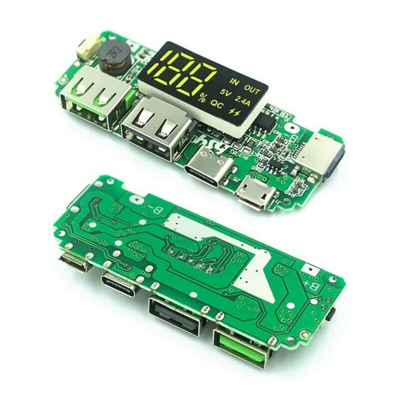 デジタルディスプレイ付きリチウム電池,充電モジュール付き,3つの充電ポート,耐久性,取り付けが簡単,5v,2.4a,18650