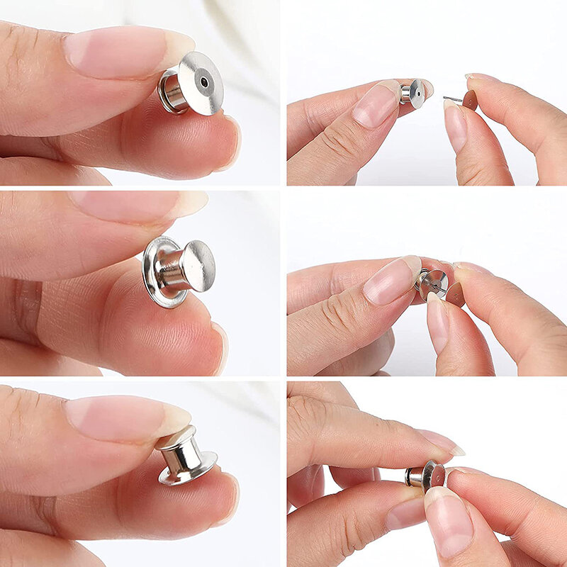 10 buah Pin pengunci kembali Pin penjaga gesper logam Pin dukungan untuk bros kerah Pin Aksesori kunci