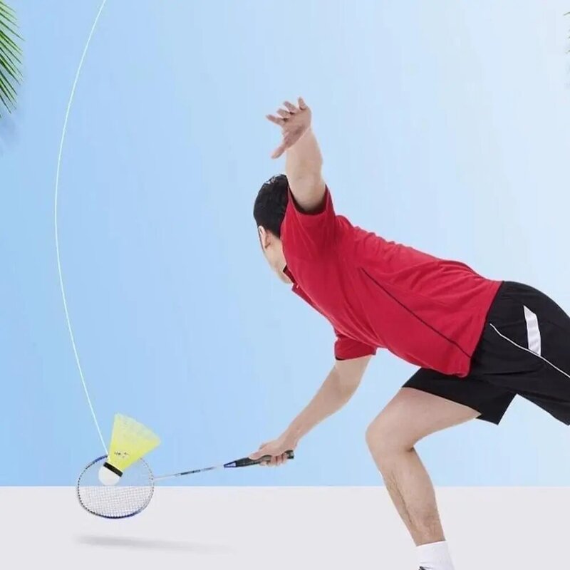 Set pelatih Badminton elastis, alat latihan bulu tangkis ringan, bola Badminton menyala dalam gelap nilon