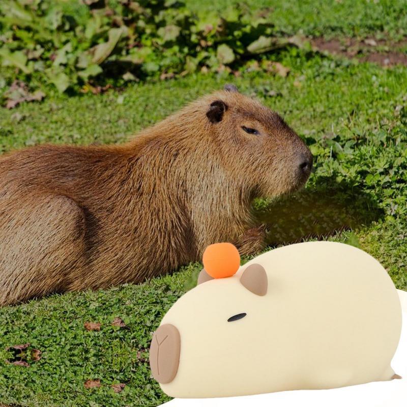 Capybara lampu malam lampu hewan LED tahan air lampu bersinar mainan anak lampu malam untuk anak-anak bentuk Capybara silikon lembut untuk anak-anak &