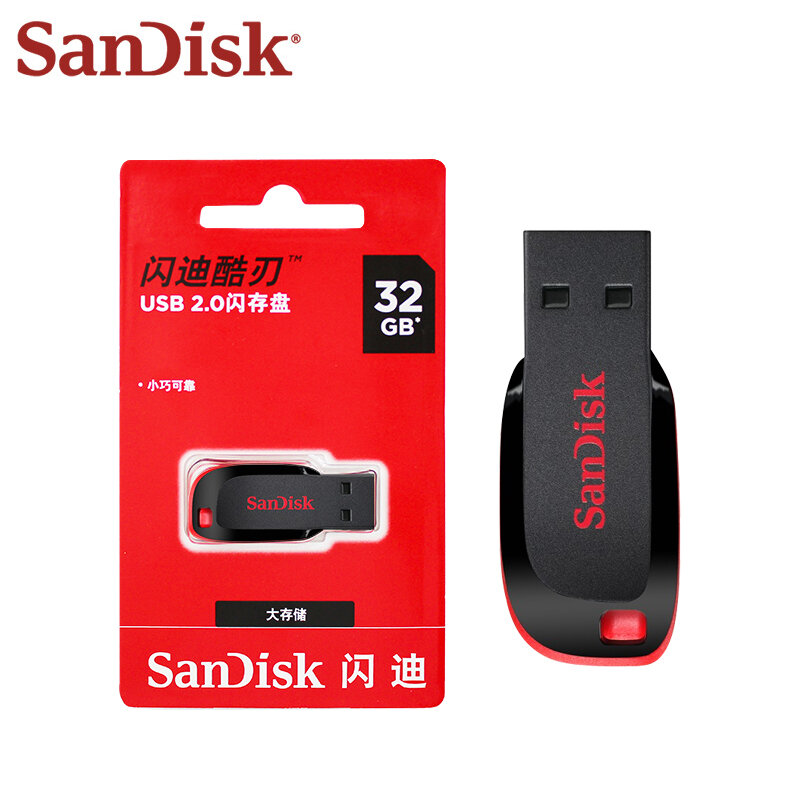 SanDisk-CZ50 USB 2.0 Flash Drive, Pen Drive, U Disco, Mini Flash Drive, Cruzer Blade Usb, 32GB, 16GB, 64GB, 100% Original