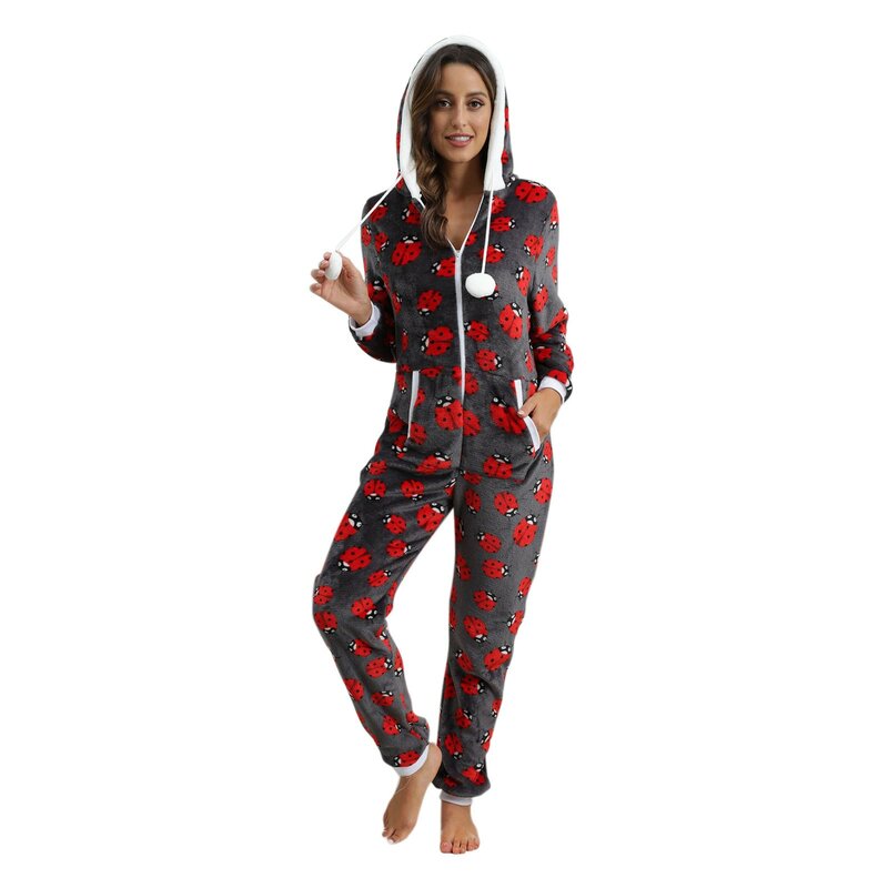 Vantage Animal Cosplay Onesies For Adult Christmas Jumpsuit Pijama Cartoon Costume Halloween Sleepwear Plush Long Sleeve Nightwe