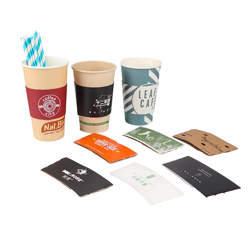 Fundas de cartón desechables con impresión personalizada, soporte para taza de café, papel Kraft, fabricante de productos personalizados