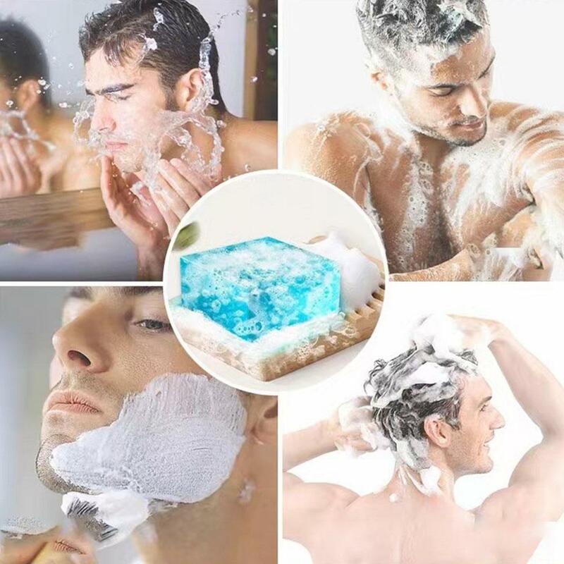 Jabón de baño antiacné para hombres, aceite refrescante para aliviar la picazón, Control de Puntos negros, 55g, C3Q4