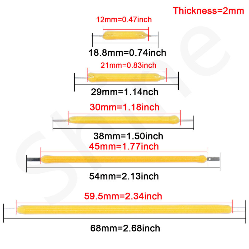 COB LED 필라멘트 에디슨 전구 램프 부품, 백열 다이오드 액세서리, 18.8mm, 29mm, 38mm, 54mm, 68mm, DC 3V, 12V, 57V, 80V, 10 개