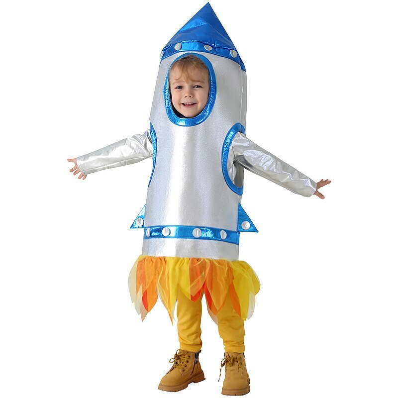 Unisex Kindmeisjes Astronaut Jumpsuit Fancy Dress Up Boys Kids Robot Kostuum Peuter 3d Raket Halloween Kostuum 2023