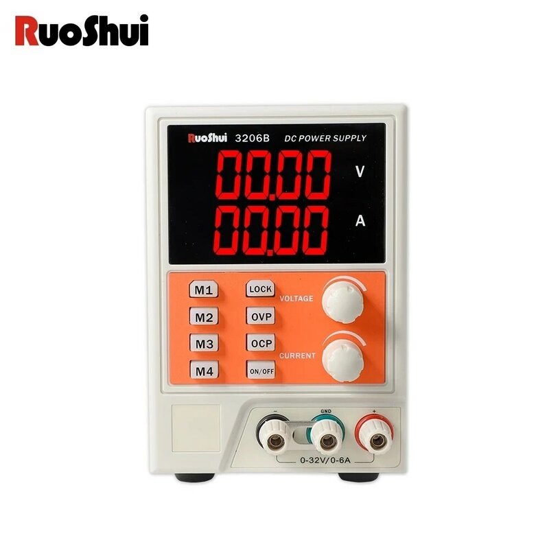 RuoShui 3206 DC Power Supply Regulated Switch Adjustable 32V 6A Single Channel 4Bits 220V Input OVP Mobile Phone Repair Advanced