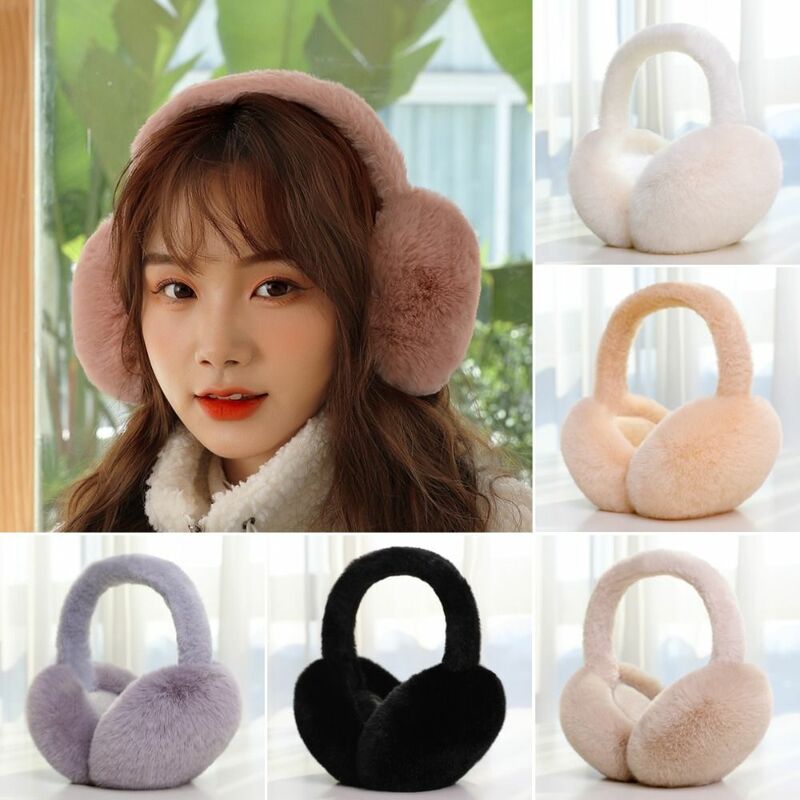 Soft Plush Ear Warmer New Outdoor Cold Protection Ear Cover Winter Warm Earmuffs Solid Color Ear-Muffs Folding Earflap Women