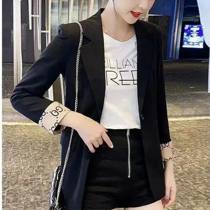Blazer Women Small Suit Jacket Short Spring and Summer Autumn Thin Korean Top Fashion Grace 3/4 Sleeve Suit Sun Protection Top