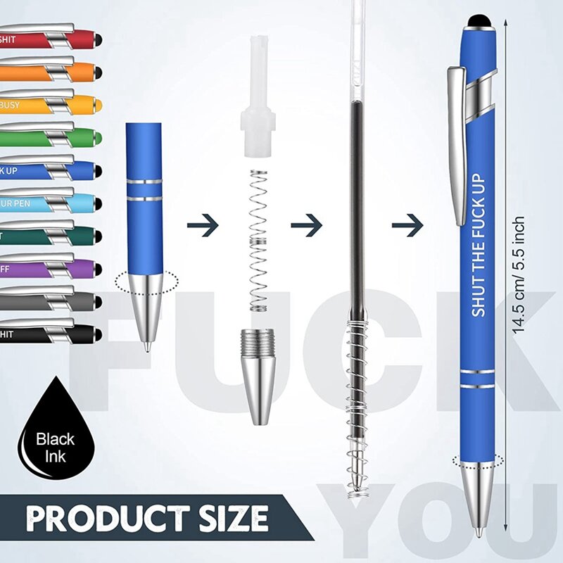 20Pcs penne per ufficio penne a sfera divertenti citazioni malde penna penne Passive Negative vibranti inchiostro nero
