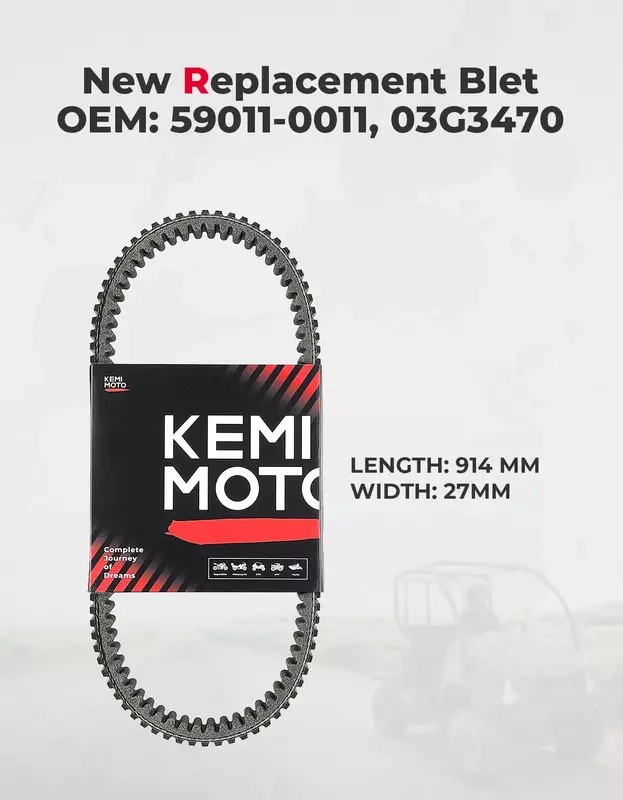 KEMIMOTO UTV CVT Drive Belt Chloroprene Rubber & Polyester Cord 59011-0011 03G3470 for Kawasaki Mule 600 610 05-16 Mule SX 17-22