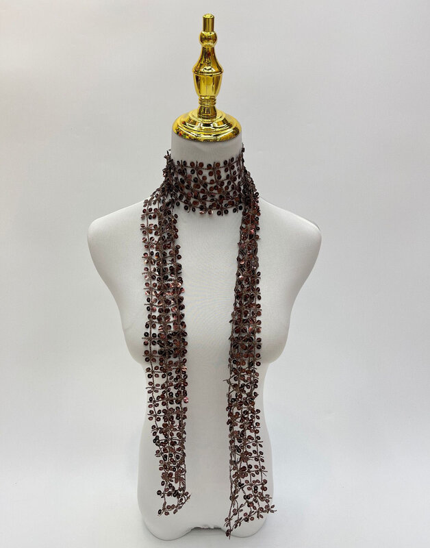 2024SS Newest Original Style Sequins Bling Bling Long Thin Scarf Fashion Looking Multi Use Headwrap