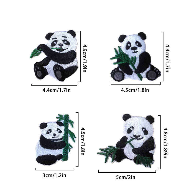 Auto-adesivos adesivos multifuncionais, Cute Cartoon Panda pano Patch, Jacket Repair, Notebook DIY Gift Box Decoração, 4pcs