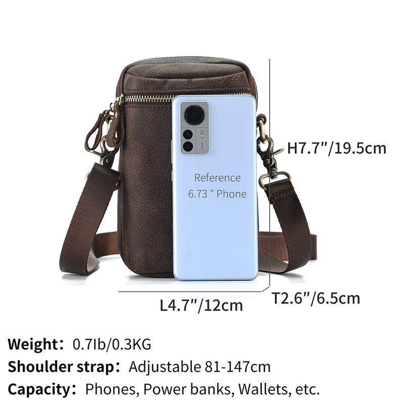 Genuine Leather Men Waist Bag Mobile Phone Bag Bum Pouch Casual Sports Travel Small Shoulder Crossbody Belt Bag New