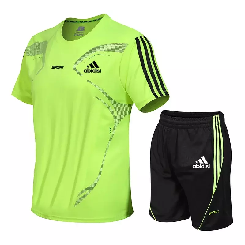 2024 New Men's Summer Short sleeved Top, Shorts, Sports Set, Fitness, Jogging, Sports Wear, Casual Fashion, Cycling Wear