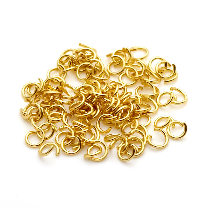 Anillos abiertos de oro de acero inoxidable, conectores de anillos divididos para fabricación de joyas DIY, accesorios de suministros, venta al por mayor, 100-200 unids/lote