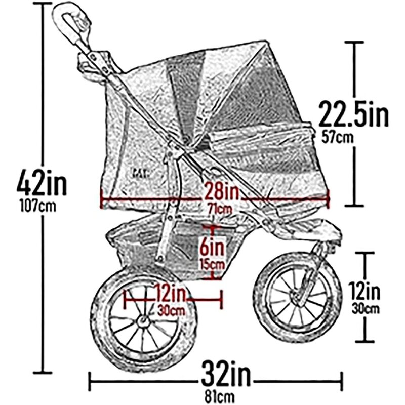Pet Strollers Zipperless Entry, Easy One-Hand Fold, Jogging Tires, Removable Liner, Cup Holder + Storage Basket,1 Model,2 Colors