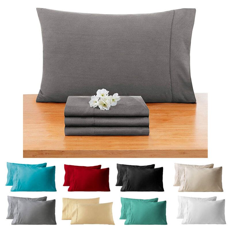 솔리드 베개 커버 침대 일반 베개 커버 코튼 폴리 에스테르 샌딩 두꺼운 부드러운 수면 표준 퀸 킹 사이즈 원피스