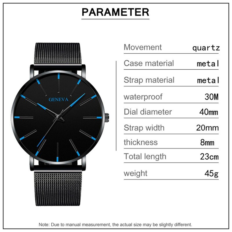 Часы наручные мужские ультратонкие, модные минималистичные простые деловые кварцевые с сетчатым ремешком из нержавеющей стали, 2022