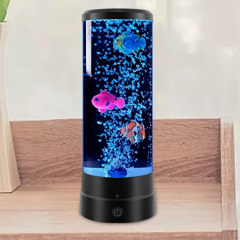 USB Bubble Fish Aquarium Lamp para crianças, Table Desk Lamp, Sala de estar