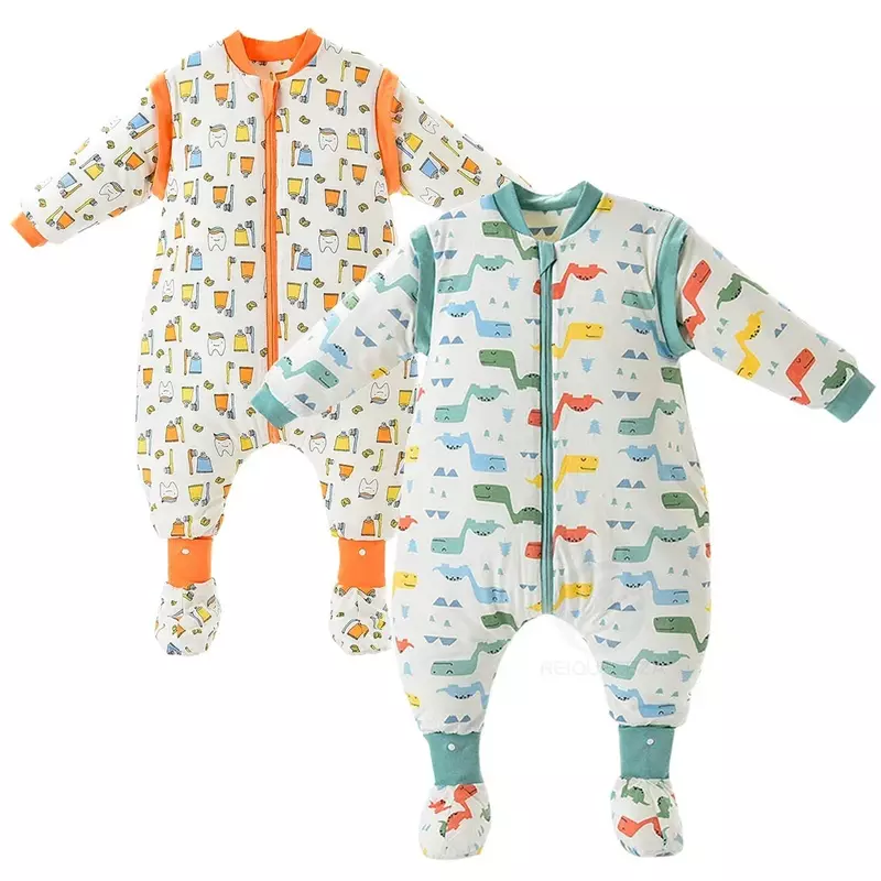 Saco do sono do bebê com perna, grosso e quente, manga comprida removível, saco do sono para criança, roupas de menino e menina, cobertor de cama, 2,5, 3,5"