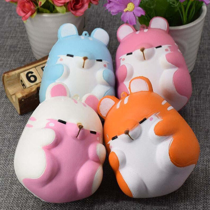 Cute Kawaii Slow Rising Soft Squishy Hamster Squishies Cartoon Animal Squeeze Squish Toy for Relieves Stress Anxiety