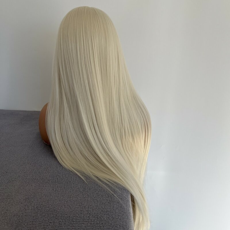 Cosplay Female Bleach Blonde Lace Front Wigs Long Heat Safe Fiber Hair Full Head