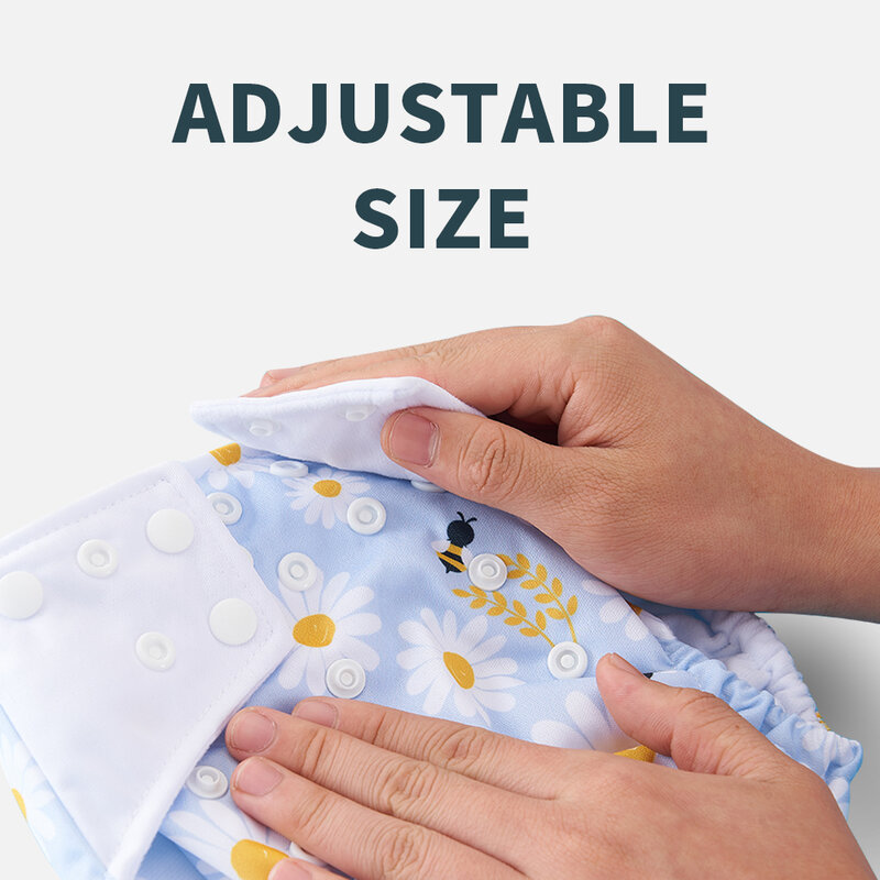 Happyflute-fralda do bebê, impermeável e reutilizável, com reforço duplo