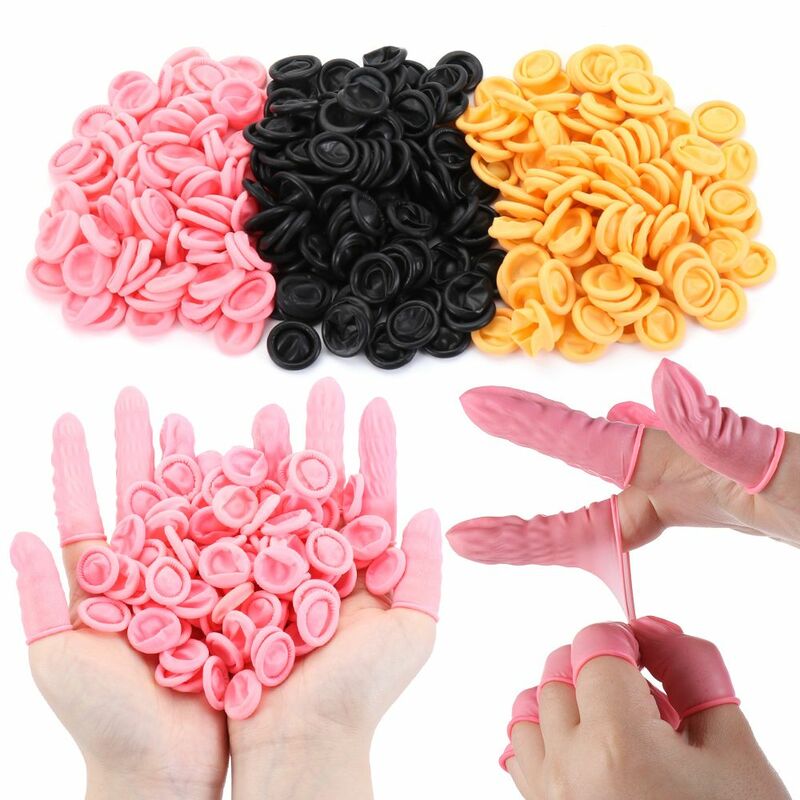 Guantes de goma desechables antideslizantes para decoración de uñas, protectores para las yemas de los dedos, 100/300 piezas