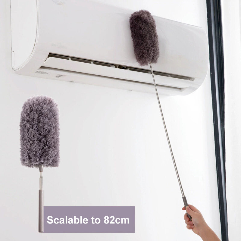 Escova para espanador de microfibra, escova extensível para limpeza de pó e poeira, para casa e carro, móveis para ar condicionado