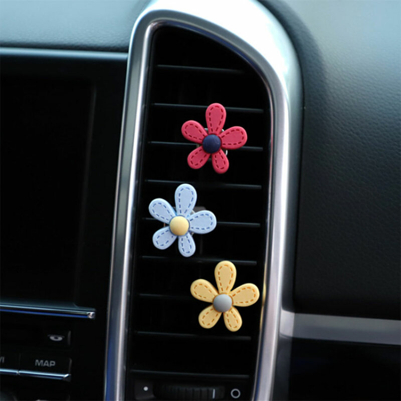 2 Buah/Set Klip Ventilasi Outlet Mobil Bunga Kecil Klip AC Daisy Hadiah Dekorasi Interior Mobil untuk Anak Perempuan