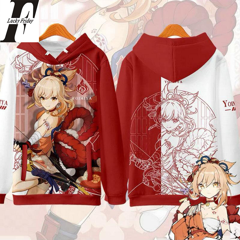 Sudadera con capucha de Genshin Impact Yoimiya 3d para hombre y mujer, suéter de manga larga con bolsillo y dibujos animados de Anime