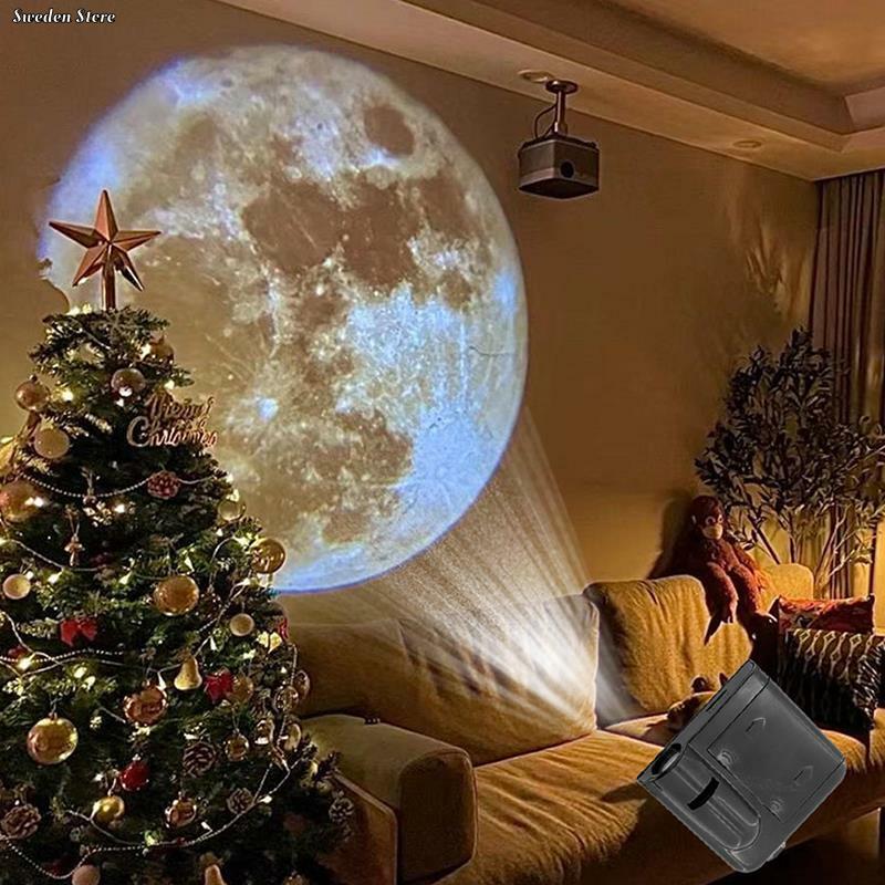Lámpara de proyección de planetas con 16 hojas de luz, proyector de luz de Luna, sol y tierra, lámpara de fondo de atmósfera, accesorios para fotos, decoración de fiestas