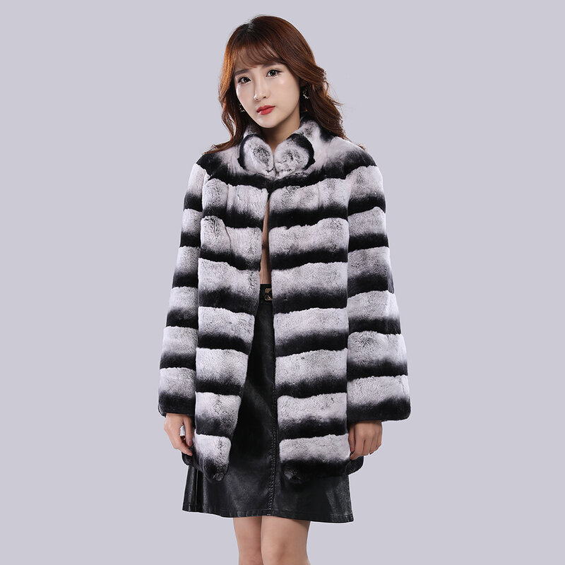 Winter Real Fur Coat Women Real Rex Rabbit Fur Jacket Thick Warm High Quality Luxury Long Female Lady Real Rex Rabbit Fur Coat
