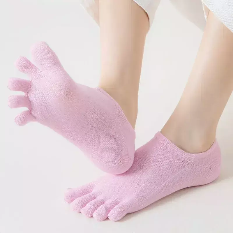 Носки-невидимки женские хлопковые, тонкие однотонные мягкие дышащие дезодорирующие носки с закрытым носком для выступлений на пять пальцах, 1/3 пары, на лето