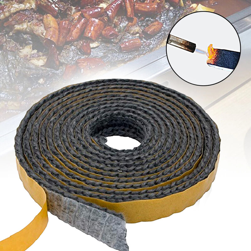 Auto-adesivo Fiberglass Sealing Cord para Fogão, Black Flat Stove Rope, Fire Rope, substituição para Lareira, 2x15mm
