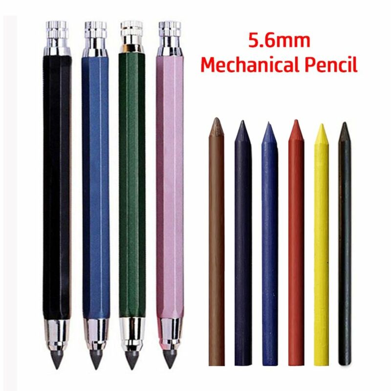 Recharge de crayon mécanique en métal automatique, outil d'écriture, peinture d'art, dessin, croquis, conception de bandes dessinées, 2B, 4B, 6B, 8B, 5.6mm