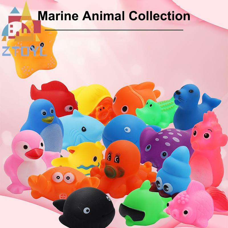 Mainan mandi hewan berenang mainan air Mini warna-warni lembut mengambang karet bebek peras suara hadiah lucu untuk bayi anak-anak