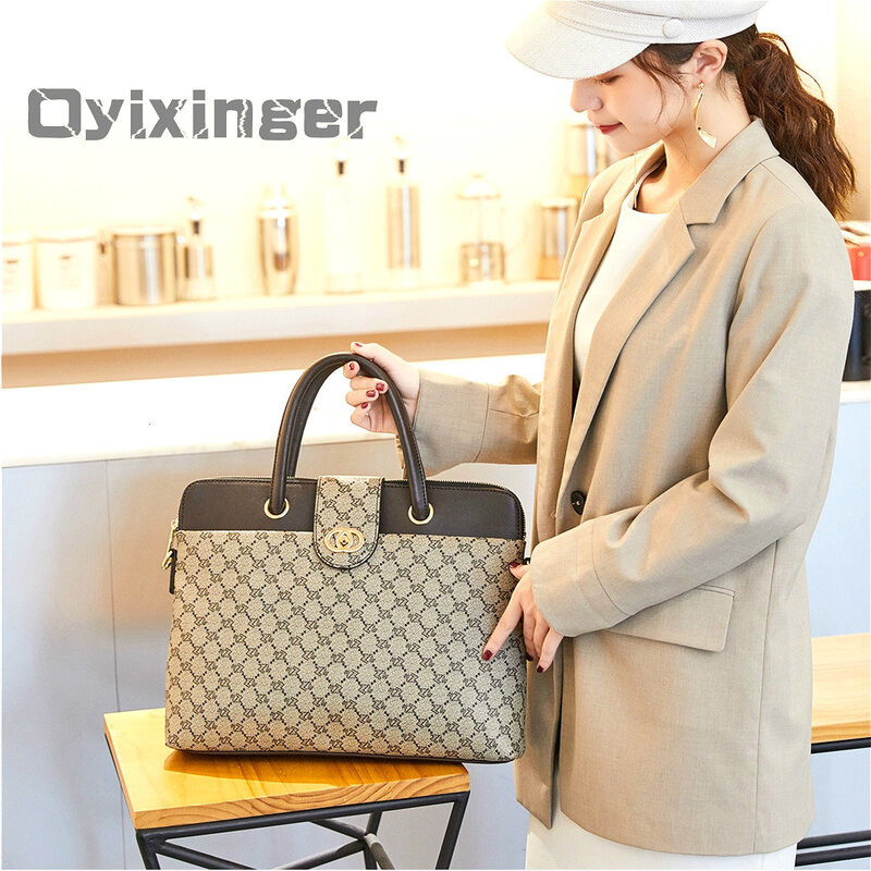 2024 Fashion Women's Leather Briefcases Women Laptop Briefcase Work Office Bag Ladies Crossbody Bags For Woman Business Handbags